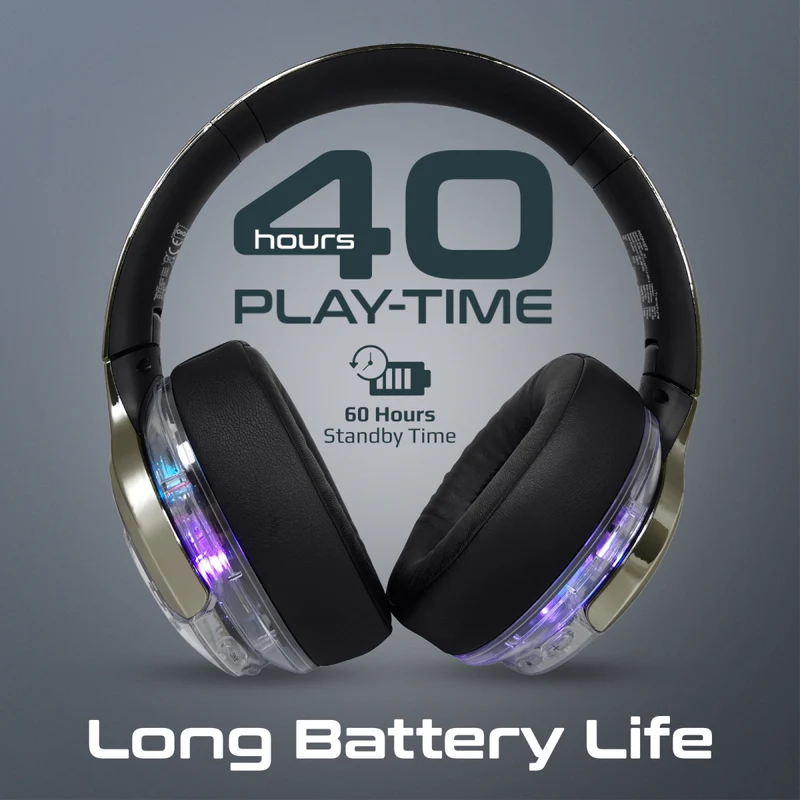 Promate ANC Hi-Fi Stereo Wireless Headphones with RGB Lights