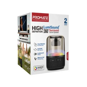 Promate Glitz‑L – 10W HD LumiSound® 360° Surround Sound Speaker with LED Light Show and TWS