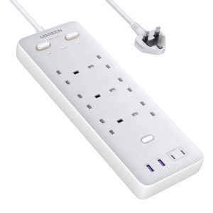 UGREEN Surge Protector Power Strip (6 AC Outlets + 65W 2A2C) UK White 2m – Model S551
