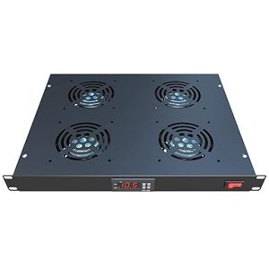 Rack Mount Fan – 4 Fans – 1U 19″ Rackmount with Adjustable Temperature Control and Digital Display – Tupavco TP1701