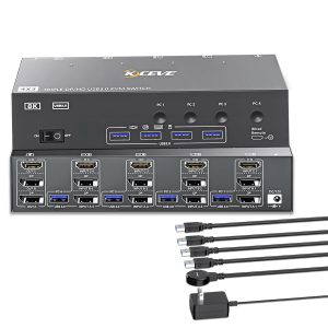 HDMI KVM Switch 3 Monitors 4 Computers (8K@60Hz / 4K@120Hz)